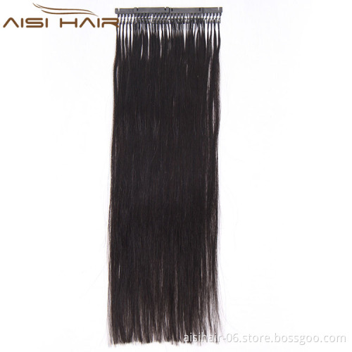 Aisi Hair 2018 New Arrival Factory Directly Product Raw Indian hair 6D Clip in Hair Extensions